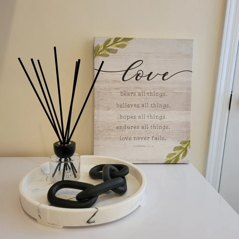 2/$18 Rustic Farmhouse Love Never Fails Art Canvas Decor Wood Bible Verse